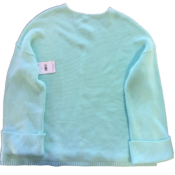Free People La Brea V-Neck Sky Blue Knit Sweater Large - Picture 3 of 5